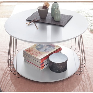 MCA furniture Couchtisch »Vilnius« (Beistelltisch rund), weiß Lack mit Chrom, 70 cm weiß
