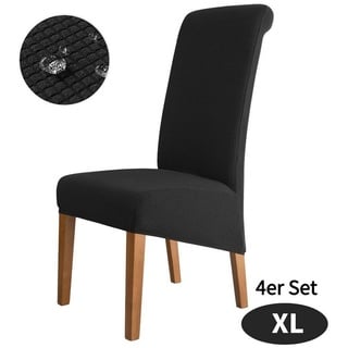 Sitzflächenhusse Universal Stuhlbezug Stretch Stuhl hussen Hochwertiger Stretchstoff, MULISOFT, Stretch-Stuhlhussen, abnehmbar, waschbar,4er-set schwarz