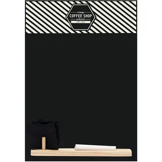 Chalkboards UK HCB002 Vintage Coffee Shop' Kleine Memo Schwarze Kreidetafel/Tafel/Küche Kreidetafel mit Tablett, Stück Kreide & Filzradierer, Holz, 29,7 x 20,7 x 1 cm