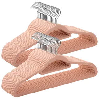 Songmics Kleiderbügel CRF50PK aus Kunststoff, rosa, 45cm, platzsparend, rutschfest, 50 Stück