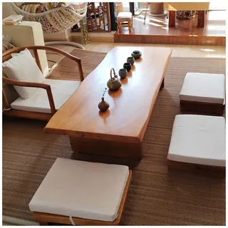 ASKLFNEI Vintage-Tatami-Tisch aus Massivholz – japanischer Bodentisch, niedriger rechteckiger Teetisch als Sitzgelegenheit auf dem Boden, Akzentmöbel für das Wohnzimmer(160x60x35cm)