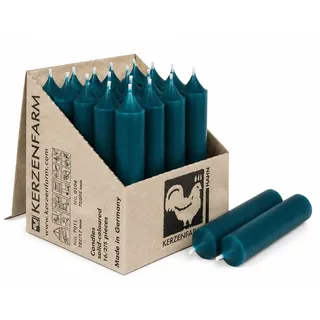 Hahn Kerzenfarm Spitzkerze Stabkerzen kurz 25 Stück, 10 cm, Ø 2,2 cm, Made in Germany blau