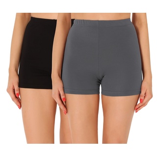 Merry Style Leggings Damen Shorts Radlerhose Unterhose kurze Hose Boxer 2Pack MS10-358 (2-tlg) aus Baumwolle grau|schwarz L