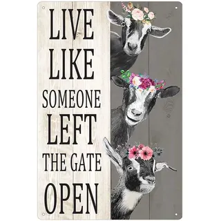 SIGNCHAT Metall-Blechschild Retro-Schild Ziege Metall Blechschilder Live Like Someone Left The Gate Open Poster Thanksgiving 20,3 x 30,5 cm - 8x12 INCHES