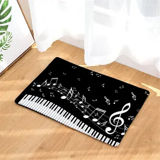 Musik Gitarre Straße Graffiti Instrument Muster Halbrund Anti-rutsch Fußmatte Außen Innen Weiche Schuhmatte Schmutzfangmatte, Rutschfester Fußabtreter für Haustür (Mehrfarbig 5,50 x 80 cm)