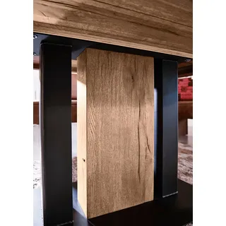 Esstisch K+W KOMFORT & WOHNEN "Floyd", braun (balkeneiche natur 437, schwarz struktur, balkeneiche natur), B:160cm H:75cm T:90cm, Tische, Esstisch, Massivholz, gerissene Balkeneiche, in 2 Breiten