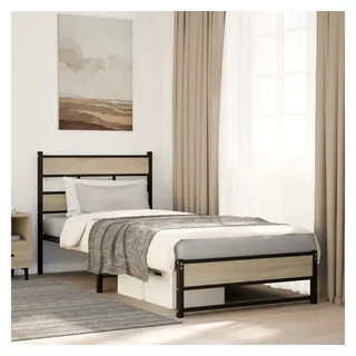 vidaXL Metallbett ohne Matratze Sonoma-Eiche 90x200 cm