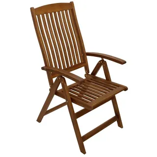 TPFGarden Gartensessel Menorca (mit Armlehnen Holz (aus Akazienholz), 1-St., Robuster Garten Outdoor Gartensessel), Hochlehner klappbar und 5-fach verstellbar - Hochwertige Verarbeitung braun