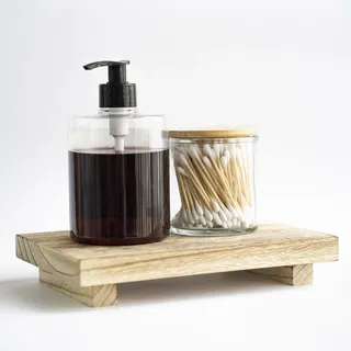 Aoipend Holz-Ständer, Seifenständer, Display-Tablett, Holzspüle, Tablett für Küche, Badezimmer, Theke, Dekoration, Pflanzenhalter für Flaschen, Kuchen, Schminktisch, Seifenschale, Heimdekoration