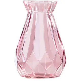 Koomiao Blumenvase Glasvase Moderne Glas Vase Blumentopf für Heimdekoration, Wohnzimmer, Tisch, Büro, Geschenke (Groß, Rosa)