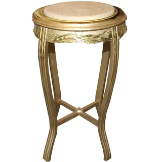 Casa Padrino Barock Beistelltisch Rund Gold /Creme Antik Look - 70 x 40cm