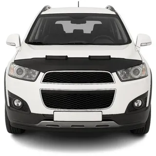 Omac Haubenbra Halb für Chevrolet Captiva 2011-2016 Vinyl Schwarz FL | Steinschlagschutz, fahrzeugspezifisches Design, Car Bonnet Bra