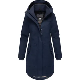 Ragwear Wintermantel Jannisa Coat Klassischer Damen Kurzmantel mit Kapuze blau XL (42)