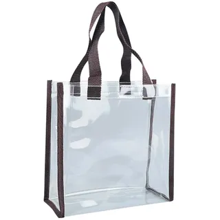 Generisch GroßE Arbeit Transparente Clear Totes Bag Strandtasche Damen Durchsichtige Handtasche Stadiontaugliche PVC Kulturtasche für Festival, Kosmetik & Reise (25x25x10cm) (Dark Gray) - Einheitsgröße