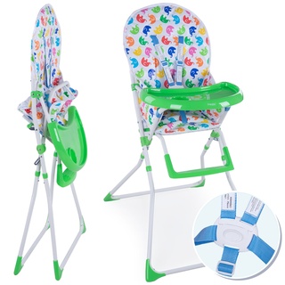 FROGGY Kinderhochstuhl klappbar Mika - kompakter Babystuhl, mit 5-Punkt Sicherheitsgurt, wasserdichte Sitzauflage, Tablett und Becherhalter, bis 4 Jahre, Grün   Grün