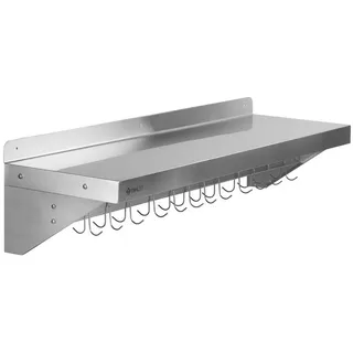 Mahlzeit Wandregal Edelstahl Wandregal, 120 x 30 cm, Klappbares Hängeregal silberfarben