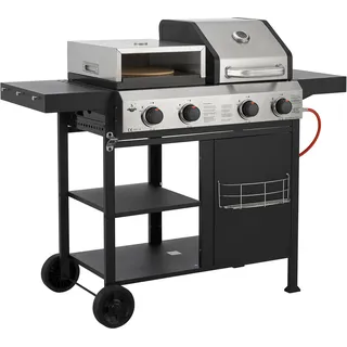 El Fuego 3in1 Kombigrill "Boston" Gasgrill, Pizzaofen und Edelstahl-Plancha