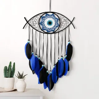 Türkei Böser Blick Traumfänger Handgewebter Blau Makramee Traumfänger | Dremisland Evil Eye Dream Catcher Wandbehang Ornament Segen Festival Geschenk