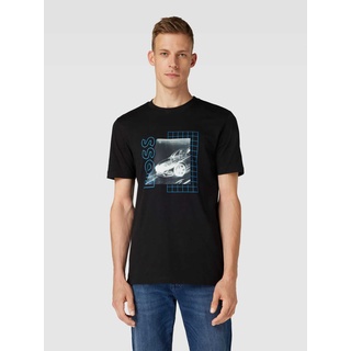 T-Shirt mit Label-Print Modell 'Tiburt', Black, L