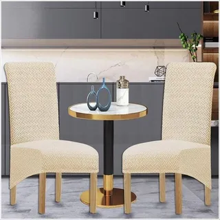 Famanu XL Stuhlhussen Set von 2, 4, 6 für Esszimmerstühle (beige, 1, 4 Hussen) - Beige