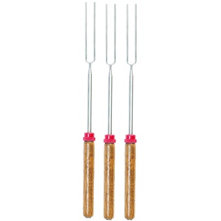 infactory Teleskop Grillspieß: 2in1-Teleskop-Grillgabel & Grill-Spieß, 30 auf 90cm, 3er-Set (Grillstab, Wandergrillspieße, Picknick)