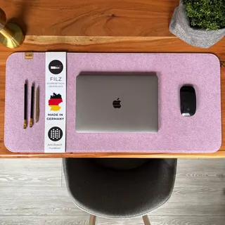 kontor28® - Schreibtischunterlage Filz MADE IN GERMANY | Schreibtisch Unterlage in der Größe 100x37,5 cm aus Upcycling-PET Filz | Filzunterlage Schreibtisch waschbar & Anti-Rutsch, Farbe Rosa