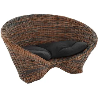 Krines Home Sessel Lotus Stuhl Meditationssessel Rattan Yoga Sitz Meditation Rattansessel, mit Kissen braun|schwarz