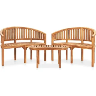 Ankonbej 3-tlg. Garten-Lounge-Set Massivholz Teak