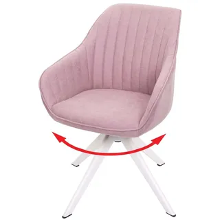 Esszimmerstuhl HWC-K27, Küchenstuhl Stuhl mit Armlehne, drehbar Stoff/Textil rosa
