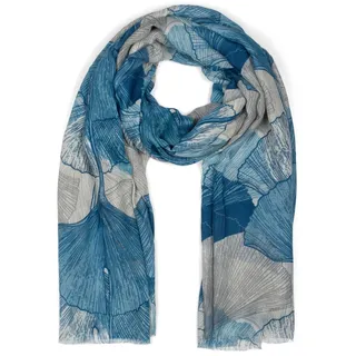 Stylebreaker Schal Ginkgo Leaves", Blätter Muster, Blau-Weiß | Gr.: onesize