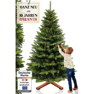 Weihnachtsbaum künstlich 220 cm I Naturgetreue Nachbildung mit Spritzguss Elementen, Künstlicher Christbaum mit massivem Holzständer I Tannenbaum künstlich Spessart Instinkt (Grün, 220 cm)