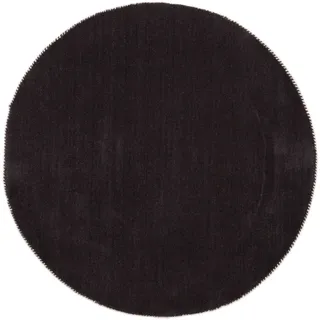 carpetfine Wollteppich CARPETFINE "Gabbeh Lola Uni", grau (dunkelgrau), H:14mm Ø:100cm, Wolle, Teppiche, mit natürlichem Pflanzenmaterial von Hand gewebt, auch als Läufer