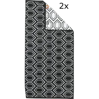Done. Daily Shapes Ethno Handtuchset 50 x 100 cm schwarz 2 St.