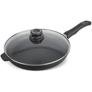 Set Original Gundel GUSS-PFANNE mit Deckel 28 cm, INDUKTION flach, Höhe 4,5 cm, BIOTAN-Oberfläche, PFOA-frei, mit abnehmbarem Griff