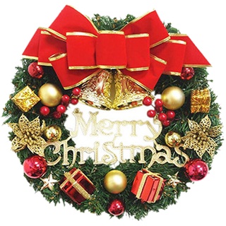 Weihnachtskranz, Türkranz, Deko Weihnachten, Weihnachtsdeko, Adventskranz Hängend, Adventstürkranz, Tannekranz Künstlich, Künstlicher Weihnachtskranz, Weihnachtskränze, mit Kugel Schleife (Glocken)