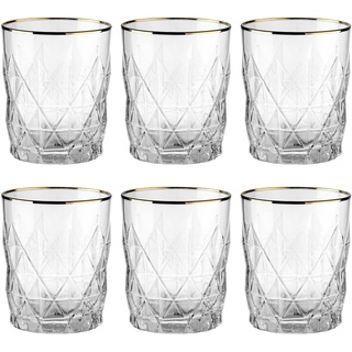BUTLERS Trinkglas, Set 6x Gläser mit Goldrand 345ml aus Glas -UPSCALE- ideal als Wasserglas, Gläser & Trinkgeschirr, Trinkgläser Set