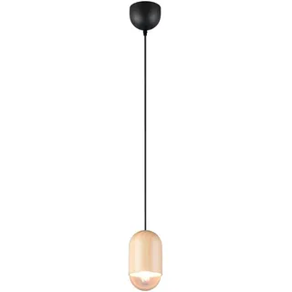 Reality Leuchten LED Pendelleuchte, Dimmfunktion, LED wechselbar, warmweiß, klein-e Holz-lampe einflammig skandinavisch hängend Esstisch, Ø 10cm braun