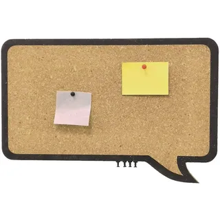 BAKAJI Pinnwand aus Kork in Comic-Form mit schwarzem Rahmen Memo Dekoration Haus Einrichtung Büro Modernes Design für Wand mit schwarzen Pins Vintage 44 x 29 cm
