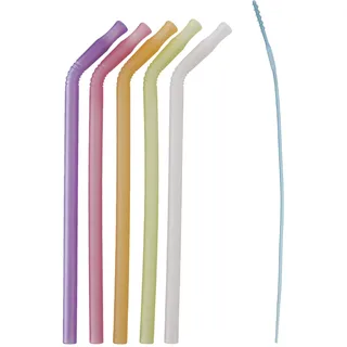 b.box Silikon Strohhalm (5 Stk) | Flexible, Lange, Wiederverwendbare Strohhalme und Reiniger | Spülmaschinenfest, für Kinder | Warme & Kalte Getränke