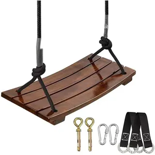 Massivholzschaukel, Holzschaukelsitz, Maximale Belastung 440 Pfund, Gebogene Schaukel, Verstellbare Seillänge, Outdoor-seilschaukel Für Kinder Und Erwachsene