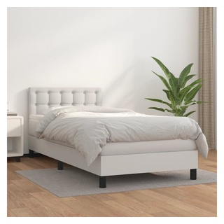 vidaXL Bett Boxspringbett mit Matratze Weiß 90x200 cm Kunstleder weiß 90 cm x 203 cm x 88 cm