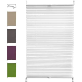 Deco4Me Klemmfix Plissee ohne Bohren - 45 x 140 cm, Weiß-Crush - Jalousien zum Klemmen - Klemmrollos, Faltrollos für Fenster ohne Bohren - Plissee zum Kleben - Raffrollo ohne Bohren