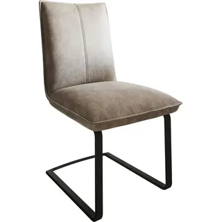 DeLife Schwingstuhl Lelio-Flex Taupe Vintage Freischwinger flach Schwarz Taschenfederkern - Beige, Taupe