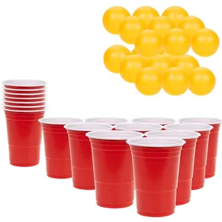 KEPLIN Beer Pong Spiel – 36-teiliges Set | Wiederverwendbare rote Becher und Tischtennisbälle | lustiges amerikanisches Spiel für Erwachsene | geeignet für Junggesellenabschiede, Grillabende,
