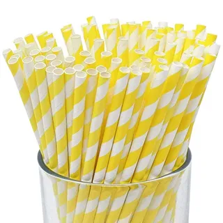Bestenrose liefern Party Papierstrohhalme 250pcs Biologisch abbaubare Strohhalme für den täglichen Bubble Tea Saft Geburtstag Party Hochzeiten Baby-Duschen Valentine Holiday (Grün) (Gelb, 250 Stück)