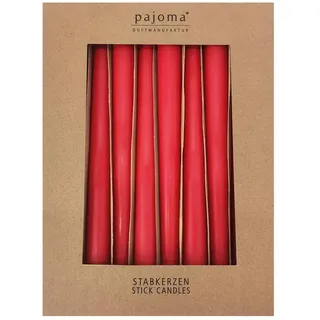 pajoma® Stabkerzen Rot 10 Stück - Höhe 25 cm ø 2,2 cm | Brenndauer 7 Stunden, Premium Qualität - einfarbige Spitzenkerzen