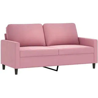 vidaXL Sofa 2-Sitzer, Loungesofa Couch mit Armlehnen Rückenkissen, Wohnzimmersofa Designsofa mit Metallgestell, Sitzmöbel Zweisitzer, Rosa Samt