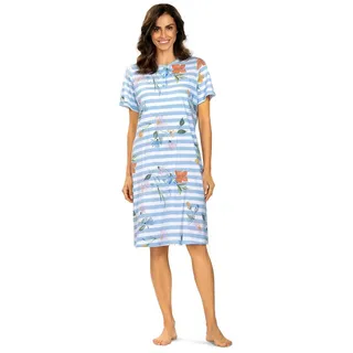comtessa Nachthemd Comtessa Damen Nachtemd Kurzarm Knopfleiste Blau 46