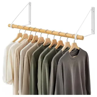 Youyijia Kleiderständer 80cm Wand-Kleiderständer aus Holz – Platzsparende Kleiderstange