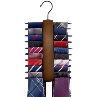 Mkono Krawattenhalter aus Holz, Krawattenhalter, Aufbewahrungsbügel, Organizer für Herren, Schrank, platzsparend, mit 20 rutschfesten Haken für Krawatten, Gürtel, um 360 Grad drehbar, Krawattenhalter